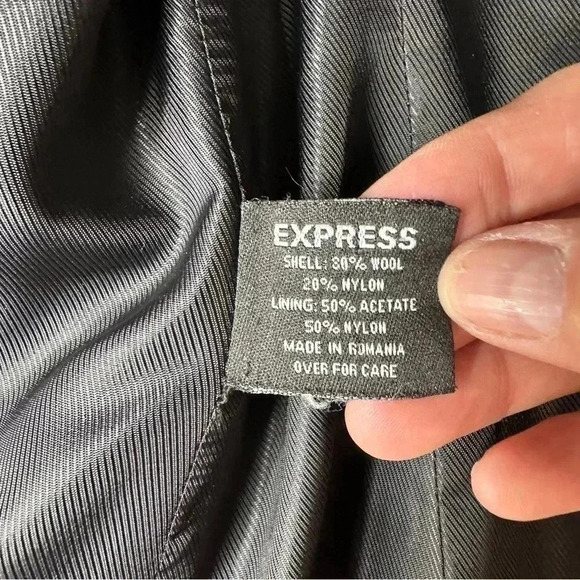 Express Women’s Wool Coat Size 3/4 Black Hidden Button Up Front Open Pockets - Picture 9 of 11